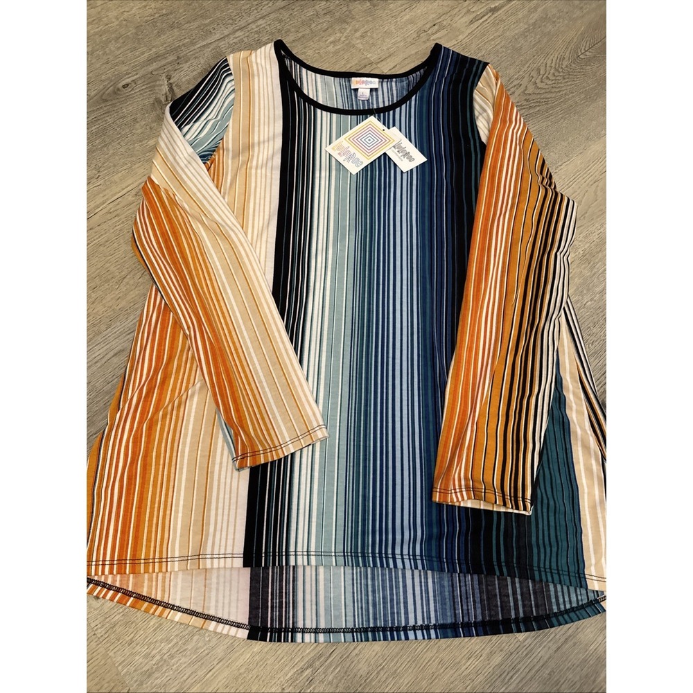 Lula Roe striped tunic Size L Long Sleeve Spring Summer Beach Coverup